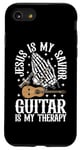 Coque pour iPhone SE (2020) / 7 / 8 Jesus Is My Savior Guitar Is My Therapy Foi Musique Amour