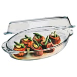 Pasabahce Borcam Oval Glass Casserole Oven Dish Non Stick Cooking Baking W/Lid