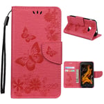 Butterfly läder Samsung Galaxy Xcover 4S fodral - Röd