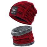 Bequemer Laden Hommes Femmes Hiver Bonnet Écharpe Ensemble Chaud Tricot Doublé Polaire Chapeau Cache-Cou Cadeau Homme Femme