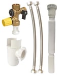 SOMATHERM for You, Complete Connection kit for Water heaters with Safety Group, Siphon, Expandable Drain Hose and Sanitary Hoses for Easy Installation