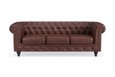 Chesterfield Deluxe 3-seter Sofa - Mørk brun 3 seter Brun