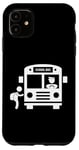 Coque pour iPhone 11 Emblème de bus scolaire avec logo conducteur jaune