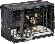 MidWest Homes for Pets 1522DD-KIT Kit Cage pour chiens iCrate 58,4 cm, modèle amélioré, double porte, comprenant une cage pour chien, un lit pour animal domestique, Noir