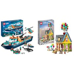 LEGO City 60368 Le Navire d'Exploration Arctique, Jouet de Grand Bateau Flottant & 43217 Disney and Pixar ‘Up’ House​ Buildable Toy with Balloons, Carl, Russell and Dug Figures, Collectible Model Set