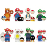 8-pack Super Mario Minifigurer Samlade Byggklossar Leksaker Figur Barnpresent Heminredning