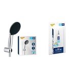 Bundle of GROHE Vitalio Start 110 & QuickGlue S - Shower Set (Round 11cm Hand Shower 1 Spray: Rain, Anti-Limescale System, Shower Hose 1.75 m, Wall Holder, Water Saving), Easy to Fit, Chrome, 27944001