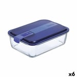 Boîte à lunch hermétique Luminarc Easy Box Bleu verre [6 Unités] [1,97 l]