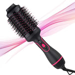 Hair Dryer Brush, Hot Air Brush for Fast Drying, Hair Dryer and Styler for Salon Results, Negative Ionic Curler Straightening Comb, 4 in 1 Hot Air Styling Brush (Black Red)