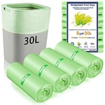 80 x 30 Litre Bin Bags, 8Gallon/30L Food Waste Bags 4 Roll Caddy Bin Liners for Kitchen Office Bathroom(60x65cm)