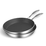 SOGA Stainless Steel Fry Pan 28cm 34cm Frying Pan Induction Non Stick Interior - frying pans - FryPanNS2872-2875