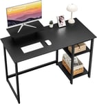 Bureau d`Ordinateur avec Support de Moniteur, 120cm Bureau à Domicile avec étagères de Rangement Réversibles Ordinateur Portable Bureau Gaming pour Petit Bureau et Postes de Travail,Noir