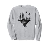 Surreal Floating Island Sweatshirt Dark Forest Raven Art Sweatshirt