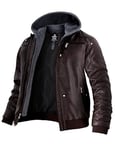 Wantdo Homme Veste Veste Veste Simili Cuir Manteaux Et Blousons Café(mince) S