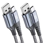 2-Pack 6M USB C Cable 3.1A Fast Charger Cable Compatible for iPhone 15 Plus Pro Max,Samsung Flip/Fold 3/4/5 S10 S9 S8 S20 S21 S22 S23 A12/13/14 A21s/22/23 A34/A32 A54/53/52s/51/50 A70/71, Pixel 6/7/8