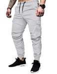 TARAINYA Pantalon Cargo Homme Coton avec 6 Poches Taille Elastique Pantalon Chino Homme Regular Fit Gris XL