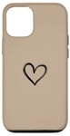 Coque pour iPhone 14 Beige sable foncé – Cœur mignon simple chic bohème dessiné à la main