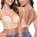 iClosam Soutien Gorge Dos Nu Invisible Femme Soutiens-Gorge Classiques sans Coutures Soutien Gorge Armature Dos Bas en U sous Vetement Dentelle Lingerie Dos Transparent Bonnet 75C