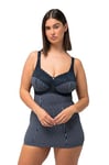 Ulla Popken Femme Grandes Tailles Haut Sculptant, Fines Rayures, Soutien-Gorge intégré Bleu Nuit 100D 811818139-100D