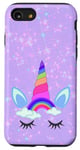 Coque pour iPhone SE (2020) / 7 / 8 Rainbow Unicorn Purple Phone Case,Starry Pink Blue Unicorn