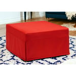 Talamo Italia Lit pliant Ancilla, Pouf convertible en lit simple, 100% Made in Italy, Pouf de salon en tissu, Cm 80x80h45, Rouge, avec emballage