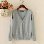 HKVML Women's Cardigan Knitted Sweater Long Sleeve Crochet Female Cardigan With Buttons Short Sweater Women Cardigans,Light Grey,XL