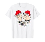 Laurel & Hardy Comic Comedy Duo Christmas Hats T-Shirt