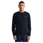 GANT Men's Cotton Cable C-Neck Sweater, Evening Blue, XXXXXL