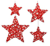 Kaemingk Group 4 Stars Hanging Iron Red Christmas Decoration, Multicolor, 8719152665877