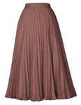 Jupe Femme Plissée Mi-Longue Trapèze Chic Jupe Trapèze Swing Taille Elastique L cl2473-52/Marron Clair