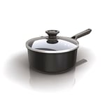 Ninja ZEROSTICK Classic 18cm Saucepan [CW50218UK] Aluminium, Induction Compatible, Dishwasher Safe, Oven Safe to 180°C, Glass Lid, Black