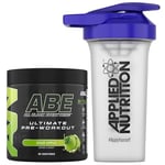 Applied Nutrition Bundle ABE Pre Workout 375g + 700ml Protein Shaker | All Black Everything Pre Workout Powder, Energy & Physical Performance with Creatine, Beta Alanine (Sour Apple)