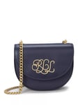 Lauren Ralph Lauren Witley Leather Flapover Crossbody Bag, Refined Navy