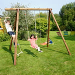 Soulet Arthur Childrens Double Wooden Swing Set 2.8m x 1.9m Climbing Rope