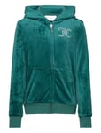 Diamante Velour Zip Thru Hoodie Tops Sweat-shirts & Hoodies Hoodies Green Juicy Couture