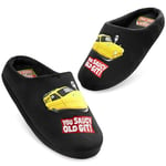 Only Fools and Horses Mens Slippers, Slip On Non Slip House Shoes, Gifts for Men (Black/Yellow, 9 UK)