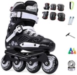 YDL Inline Skates Adults Kids Outdoor Fitness Black Roller Skates Comfortable and Breathable Roller Shoes for Outdoor Indoor (Color : Black-d, Size : 5.5UK)