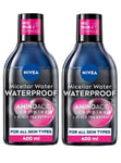 2x Nivea Waterproof Expert Micellar Water Amino Acid Complex + Black Tea Extract