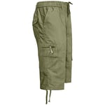 NEW MENS 3/4 ELASTICATED PLAIN SUMMER CARGO COMBAT 6 POCKET SHORTS PANTS[Beige,XL]