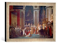 'Image encadrée de Jacques Louis David "couronnement Napoléon Ier et Josephines dans notre dame Paris avec pape Pie VII Impression d'art dans le cadre de haute qualité Photos fait main, 40 x 30 cm, argent, Raya