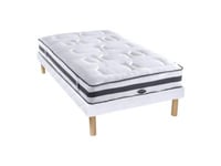 Ensemble 90 x 200 cm sommier + matelas ressorts ensachés 7 zones et mémoire de forme ép.25cm - AMARANTE de NATUREA