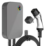 Teskee Chargeur EV Type 2 Wallbox Home Station de recharge EV intelligente avec écran tactile pour tous les véhicules électriques et les voitures hybrides rechargeables Max 11kW 6 mètres triphasé