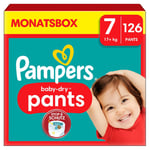 Pampers Baby-Dry Pants, størrelse 7 Extra Large, 17 kg+, månedsboks (1 x 126 bleier)
