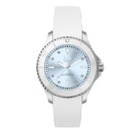 ICE-WATCH - Ice Steel White Pastel Blue - Montre Argent pour Femme avec Bracelet en Silicone - 020365 (Small)