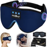 MUSICOZY Bluetooth Sleep Mask,Upgraded 3D Sleep Headphones Eye Mask with Headphones for Men & Women,Wireless Music Sleep Mask Sleeping Headphones for Travel/Nap/Yoga/Meditation/Night (Indigo Blue)