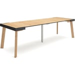 Table console extensible, Console meuble, 260, Pour 12 personnes, Pieds en bois, Style moderne, Chêne - Skraut Home