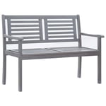 Banc De Jardin Meuble De Patio D'extérieur Terrasse 2 Places 120 X 60 X 89 Cm Gris Bois D'eucalyptus Solide Helloshop26 02_0011281