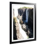 Big Box Art Framed Print of Africa Zambia Victoria Falls Waterfall Design | Wall Art Picture | Home Decor for Kitchen, Living Room, Bedroom, Hallway, Black, A2 / 24.5x18 Inch / 62x45cm