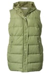 Janet & Joyce Femme Grandes tailles Long gilet matelassé à capuche, avec zip sous patte et 2 poches pistache 48 200468412-46