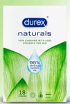 DUREX NATURALS THIN CONDOM WITH LUBE DESIGNED 98% NATURAL ORIGIN - 18 CONDOMS 